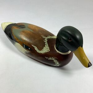 Wood Duck Decoy Country Lures Emporium Maine USA Glass Eyes Turned Head Vtg
